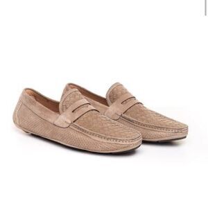 Magnanni Gray Suede Woven Penny Loafers Mens Size EUR 41 US 8 RARE